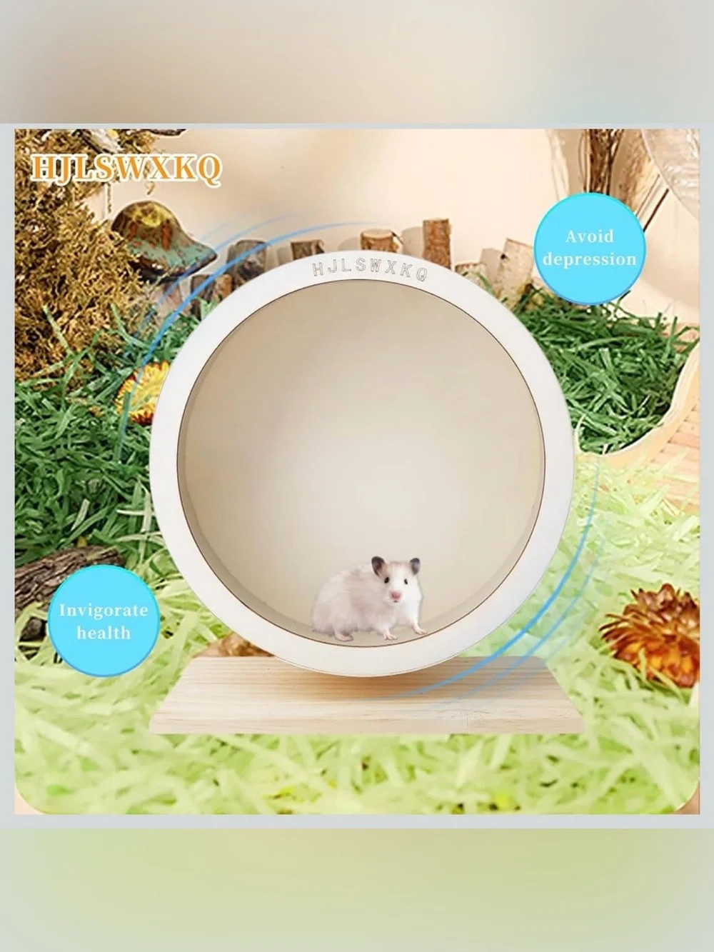11.42 inch Silent Wooden Hamster Wheel with Removable Track Waterproof Anti-Slip